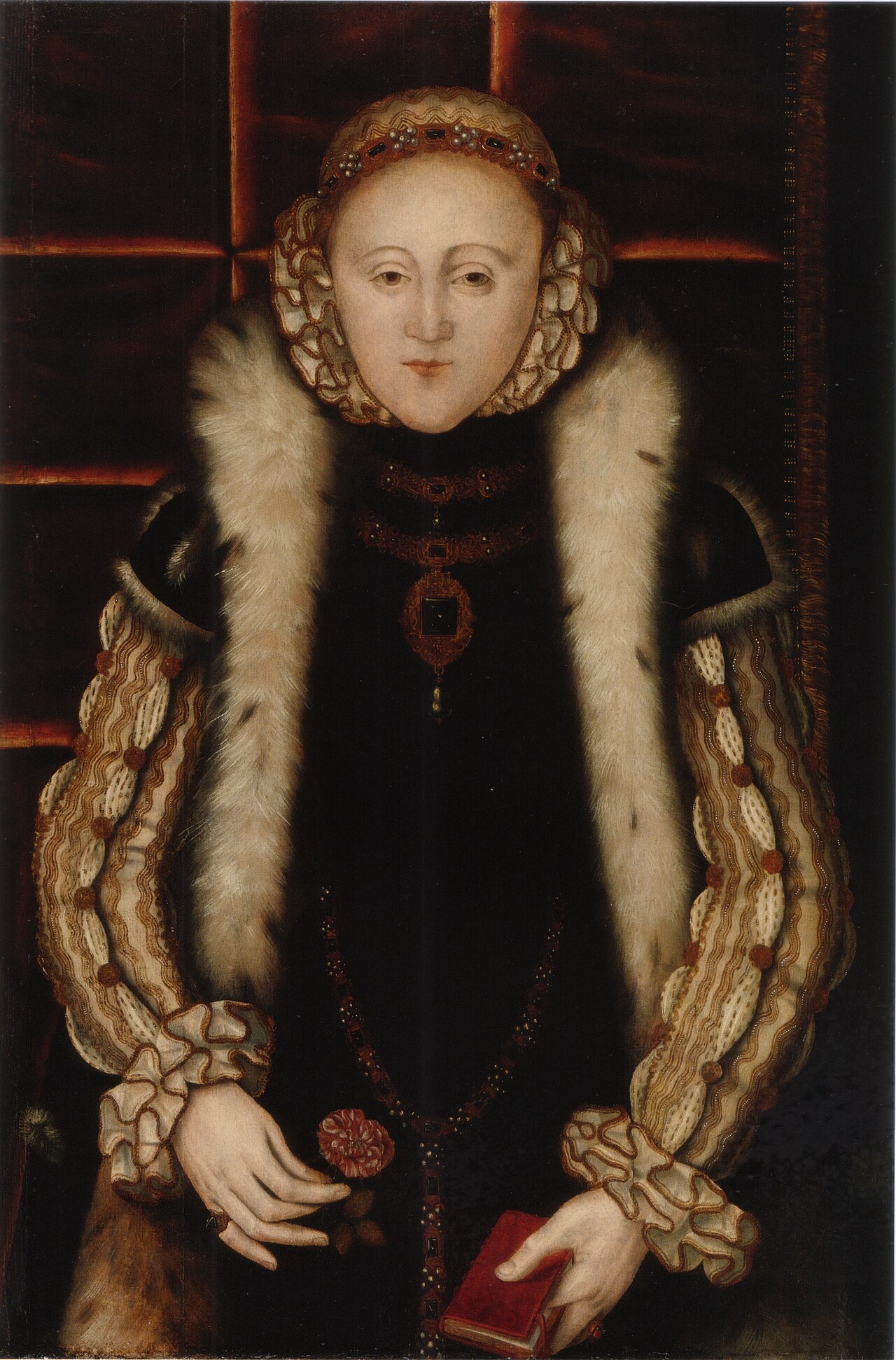 Englannin Elisabet I noin 1560, palkinto, jota Eerik tavoitteli kiivaimmin eikä koskaan voittanut. Muotokuva, jonka hän lähetti tälle, oli juuri tämän sivun yläosassa oleva.
