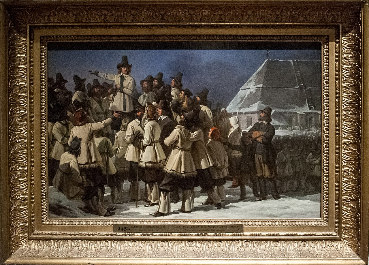 Kustaa vetoaa taalainmaalaisiin Morassa — kuten Johan Gustaf Sandberg sen kuvitteli 1836, kolme vuosisataa jälkeenpäin. Innostavat puheet säilyvät vain kuninkaan itsensä tilaaman kronikan kautta.