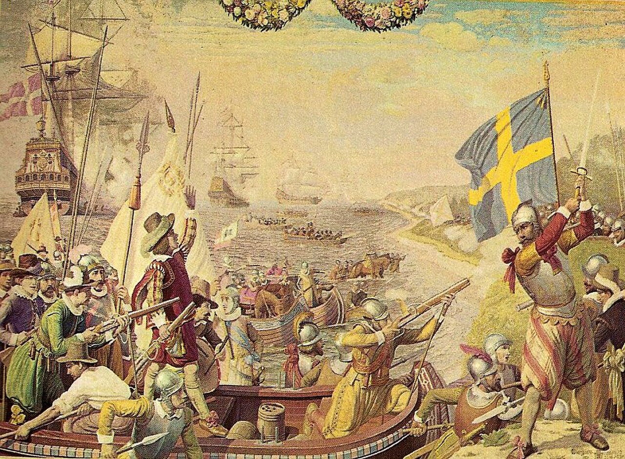 Kalmarin sota 1611, myöhemmässä kuvauksessa — Christian IV:n tanskalaiset ruotsalaisia vastaan Valtakunnan avaimesta.