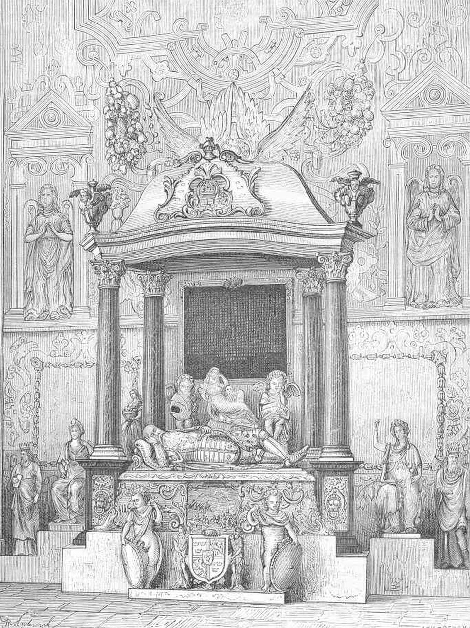 Juhana III:n ja Katariina Jagellonican hauta Uppsalan tuomiokirkossa, 1800-luvun kaiverruksessa. Hän piirsi omat linnansa; hän ei valinnut, minne suku menisi seuraavaksi.